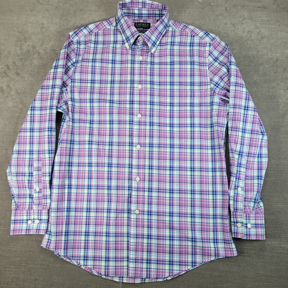 Lauren Ralph Lauren Stretch Fabric Plaid Black Label Dress Shirt Preppy 15‎ 1/2